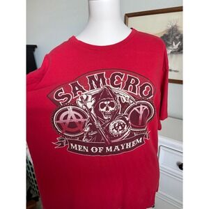 Sons of Anarchy SAMCRO Red Graphic Tee Men of Mayhem Short Sleeve Shirt XL
